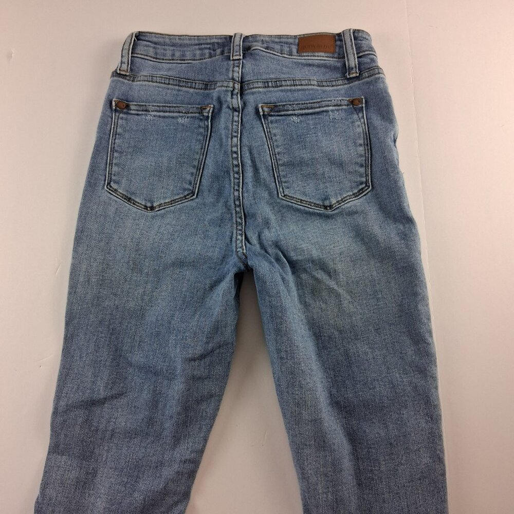 Judy Blue Control Top Skinny Jeans Women's Size 3/26 Light Wash Distressed - Picture 4 of 8
